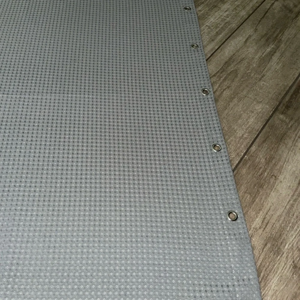 Gray, waffle weave, fabric shower curtain 230 GSM